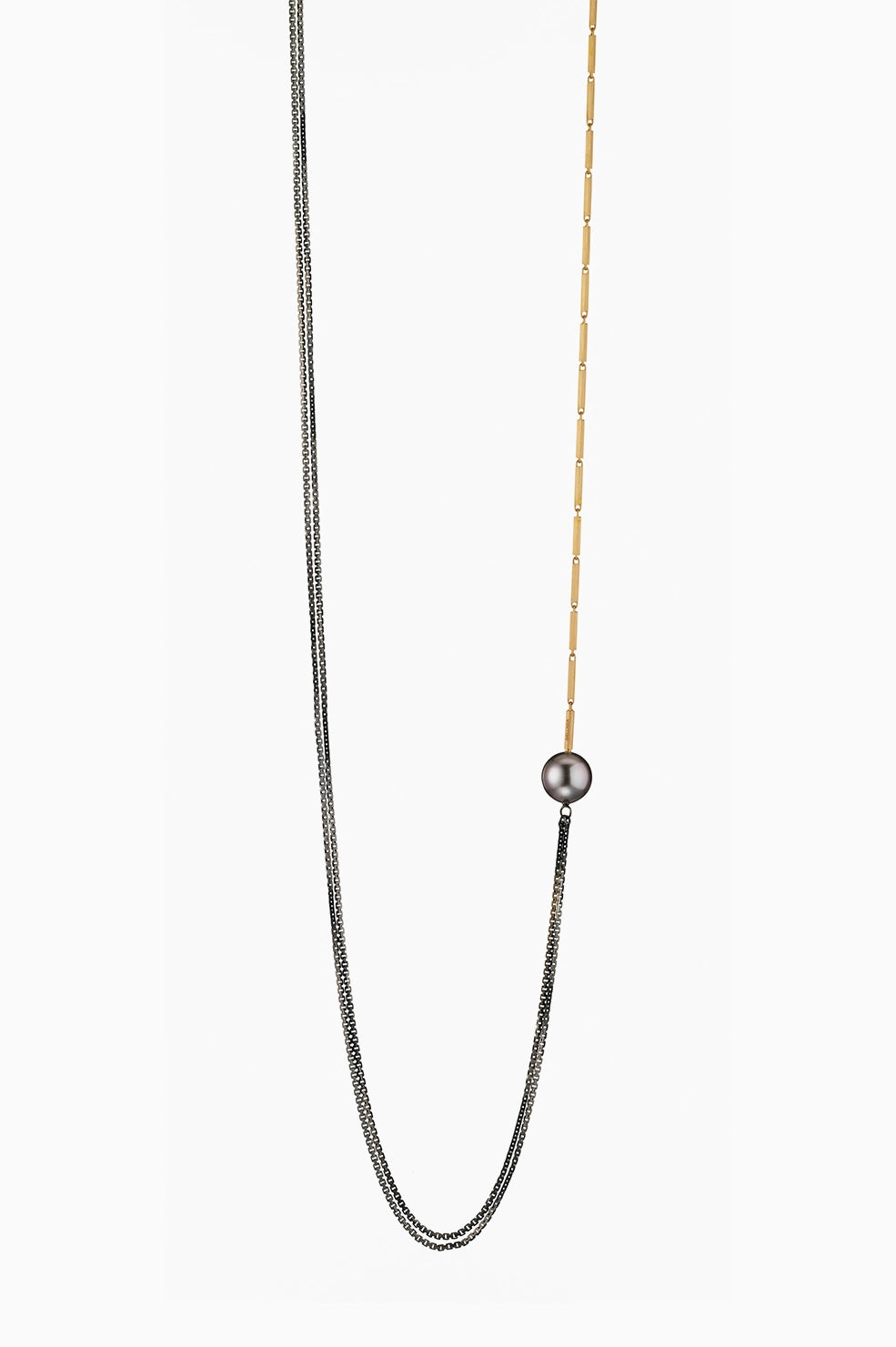 Fuse Double Chain Pearl Necklace Bicolor